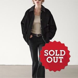 Massimo Dutti Black Suede Jacket with Leather Collar